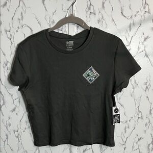 Salty Crew Black Cropped Tee with Multicolor Diamond Patch